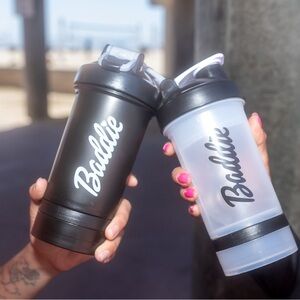 Baddie activewear shaker bottles w/ extra compartment & mixing ball